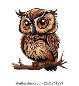 owl on a branch vector logo 