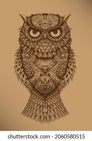 Owl on a brown background