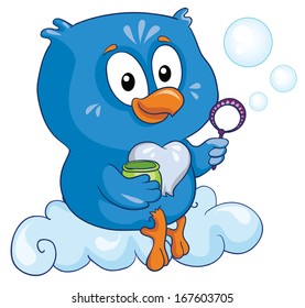 owl on a cloud on a white background, vector illustration