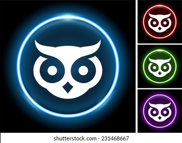 Owl on Glow Round Button