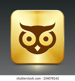 Owl on Gold Square Button