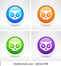 Owl on Multi Color Round Buttons