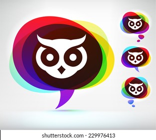 Owl on Multi Color Speech Bubble
