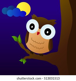 Owl on a tree branch