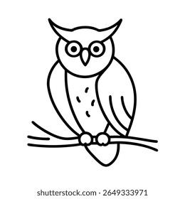 owl on tree branch line art
