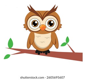 owl on a tree branch, vector illustration.