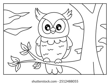 Owl on a tree coloring pages provide a creative and fun activity for kids and adults, enhancing fine motor skills, concentration, and imagination with unique owl designs.