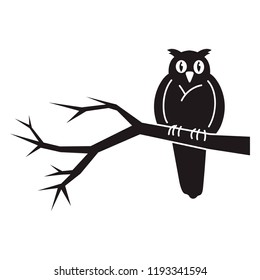 Owl on tree icon. Simple illustration of owl on tree vector icon for web design isolated on white background