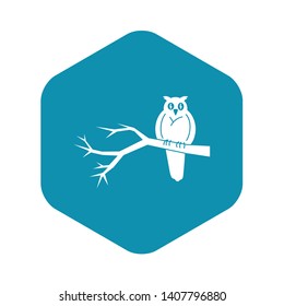 Owl on tree icon. Simple illustration of owl on tree vector icon for web design isolated on white background