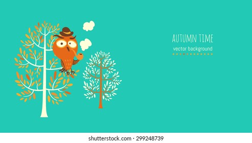 owl on a tree. vector background