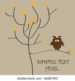 owl on tree vector illustration