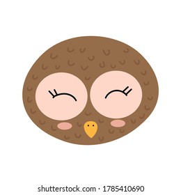 Owl  on a white background. Doodle style. Wild bird. Cartoon character. Bird in cartoon style. Vector isolated illustration with an owl. Printing on mugs, postcards, invitation cards.