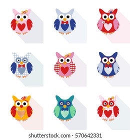Owl on a white background with shadow.