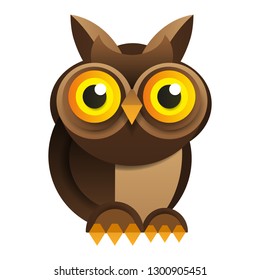 Owl On White Background Vector Illustration For Your Design.