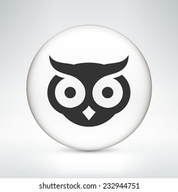 Owl on White Round Button