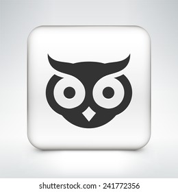 Owl on White Square Button