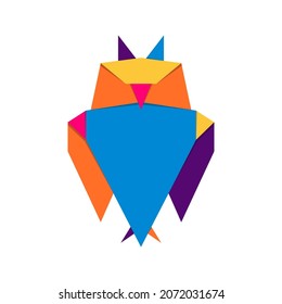 Owl origami. Abstract colorful vibrant owl logo design. Animal origami. Vector illustration