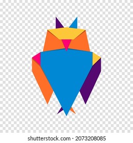 Owl origami. Abstract colorful vibrant owl logo design. Animal origami. Vector illustration