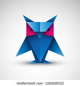 owl origami vector icon
