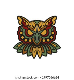 Owl ornament in baroque color style .Vector illustration