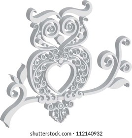 Owl Ornament Relief. Vector file design. For tattoo or any design you want