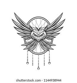 owl ornament tattoo design for tshirt apparel