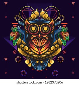 Owl Ornamental Sacred Geometry is An illustration with an owl base. With a blend of sacred geometry ornament