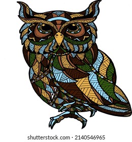 owl ornate with vector art