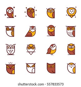 Owl Color Vector Illustration Collection Set Stock Vector (Royalty Free ...