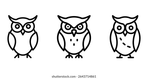 owl outline or line icon design bundle.
