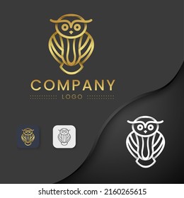 owl outline logos design elements