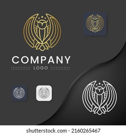 elementos de diseño de logotipos y emblemas de esquema owl