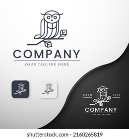 owl outline logos and emblems design elements