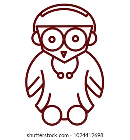 Owl outline mascot and logo icon collection. Unique illustration design with red maroon color