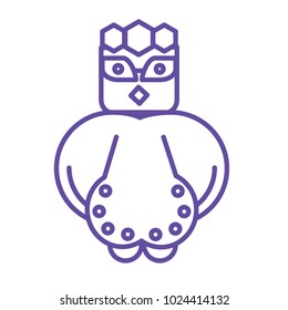 Owl outline set icon & mascot logo for design. Unique illustration with blue light color