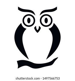 Owl outline vector illustration black