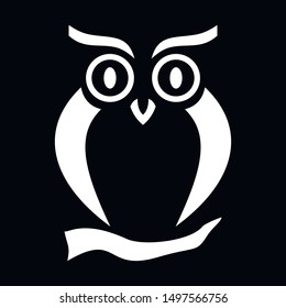 Owl outline vector illustration black
