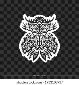 Owl owls from Maori patterns. Outline drawing. Vector illustration.