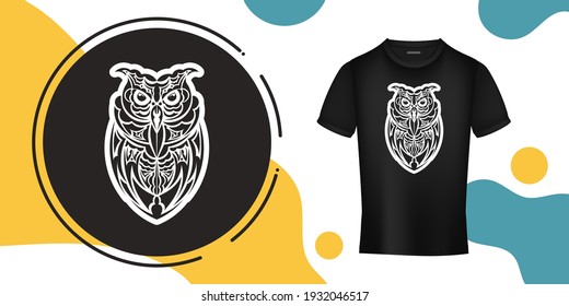 Owl owls from the patterns of Samoa. Outline drawing. Good for prints. Vector illustration.