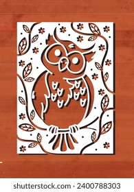 Owl paper Cut Design, Owl laser Cut Design.
