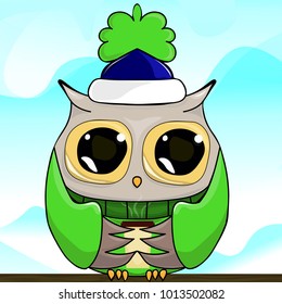 Owl with a paper glass.