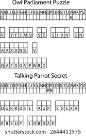 Owl Parliament Puzzleand Talking Parrot Secret Letter Grids Alphabetical Cryptic Word Games