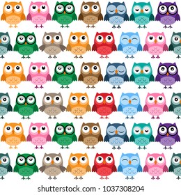 Owl pattern background.Owlet vector pattern.