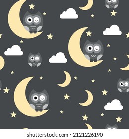 owl pattern. pattern for children's textiles. vector illustration, eps 10.