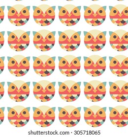 Owl pattern. Geometric style. Flat funny design