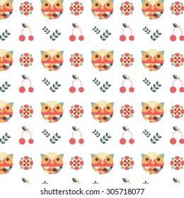 Owl pattern. Geometric style. Flat funny design