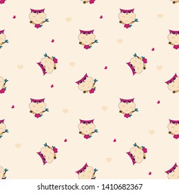 Owl pattern illustration. Cute birds. Vector eps 10