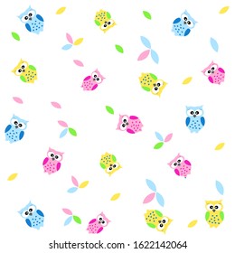 owl pattern illustration  nursery kawaii