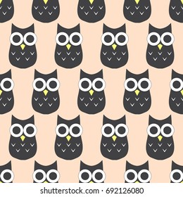 owl pattern , seamless background , vector.