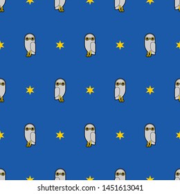 Owl pattern seamless. eagle-owl flat background . bird vector texture
